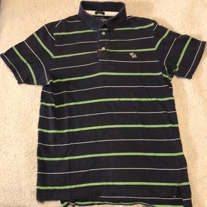 Abercrombie and Fitch polo. Size medium, navy blue with green horizontal stripes